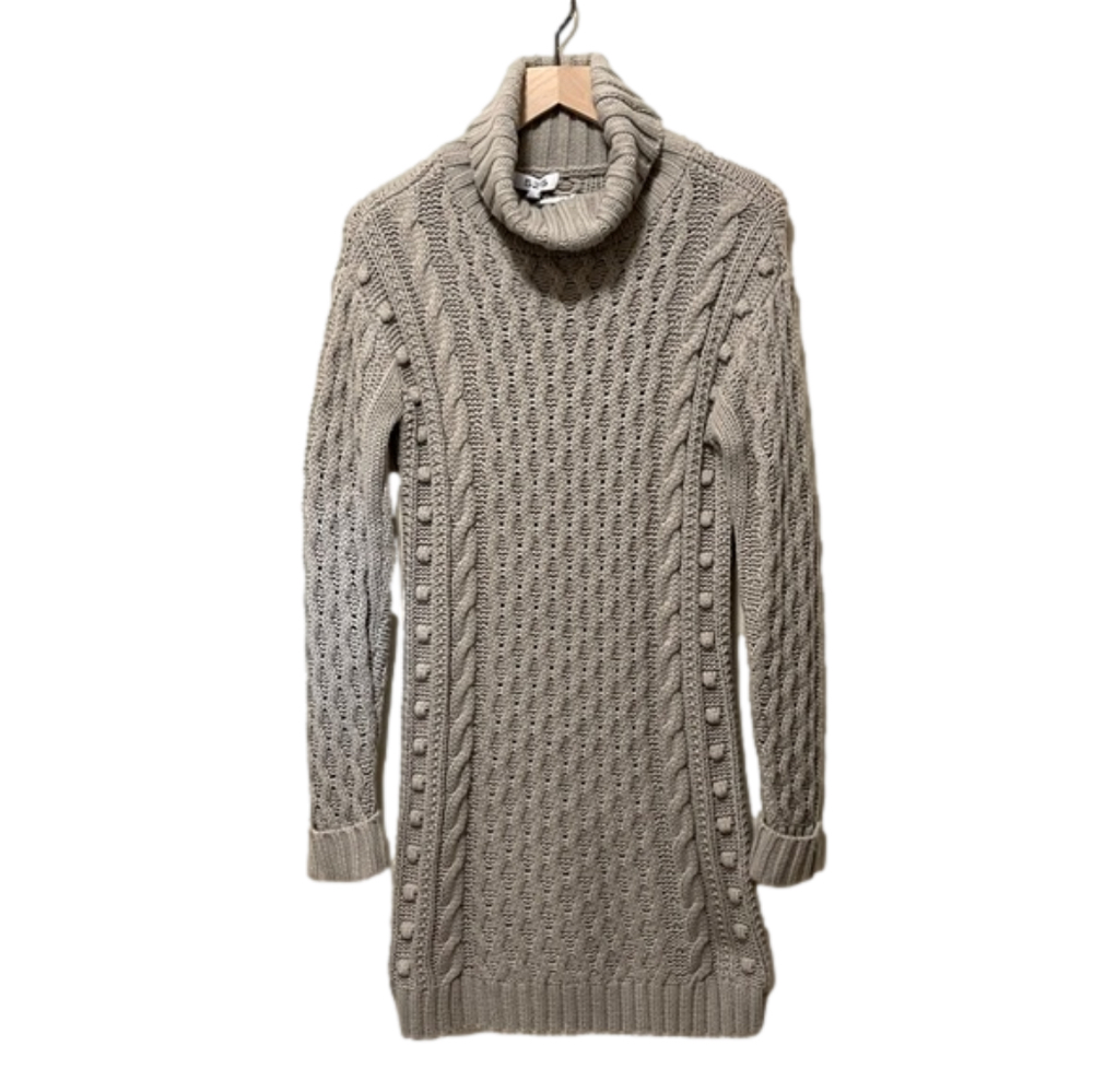 Anthropologie 525 America Gray Knit Popcorn Turtleneck Sweater Dress - Picture 1 of 7